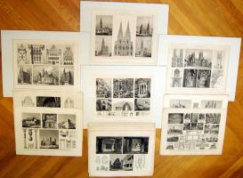 13 db F.A. Brockhaus (1772-1823) "Architektur" lithográfia 210x300 mm