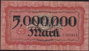 Németország/Württemberg 1923. 5.000.000M T:I- (kis folt)