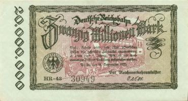 Németország/Deutsche Reichsbahn 1923. 20.000.000M (4x) + 50.000.000M T:II