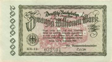 Németország/Deutsche Reichsbahn 1923. 20.000.000M (4x) + 50.000.000M T:II