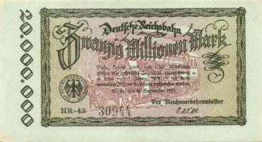 Németország/Deutsche Reichsbahn 1923. 20.000.000M (4x) + 50.000.000M T:II
