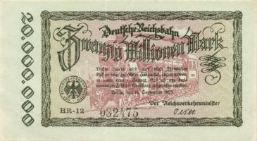 Németország/Deutsche Reichsbahn 1923. 20.000.000M (4x) + 50.000.000M T:II