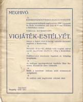 1930 Meghívó a komáromi Zsidó Főiskolások Egyesületének vígjáték estélyére; Spitzer Sándor könyvnyomdája / Einladung zum Komödienabend des Jüdischen Hochschüler-Vereins in Komárom; Buchdruckerei von S. Spitzer