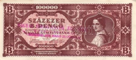 1946. 100.000BP (2x) "Magyar Éremgyűjtők Egyesülete..." fny-sal T:I-