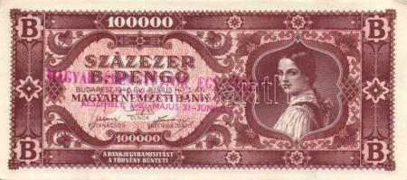 1946. 100.000BP (2x) "Magyar Éremgyűjtők Egyesülete..." fny-sal T:I-