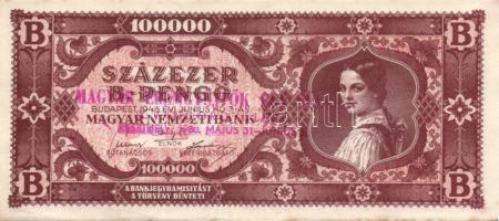 1946. 100.000BP (3x) "Magyar Éremgyűjtők Egyesülete..." fny-sal T:I-,II