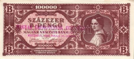 1946. 100.000BP (3x) "Magyar Éremgyűjtők Egyesülete..." fny-sal T:I-,II