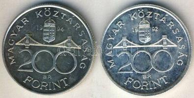 1992. 200Ft "MNB" Ag T:1 + 1994. 200Ft Ag "Deák" T:2