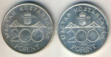 1992. 200Ft "MNB" Ag T:1 + 1994. 200Ft Ag "Deák" T:2
