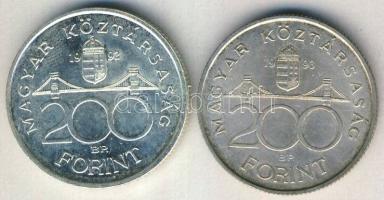 1992. 200Ft "MNB" Ag T:1 + 1993. 200Ft Ag "MNB" T:2