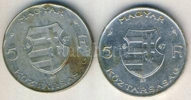 1947. 5Ft Ag "Kossuth" (2x) T:2/3,3 ph