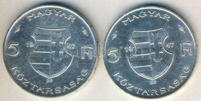 1947. 5Ft Ag "Kossuth" (2x) T:2,1-