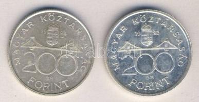 1992. 200Ft "MNB" Ag T:1 + 1994. 200Ft Ag "Deák" T:2