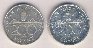 1992. 200Ft "MNB" Ag T:1 + 1994. 200Ft Ag "Deák" T:2