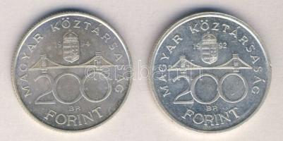 1992. 200Ft "MNB" Ag T:1 + 1994. 200Ft Ag "Deák" T:2
