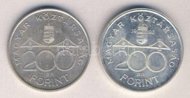 1992. 200Ft "MNB" Ag T:1 + 1993. 200Ft Ag "MNB" T:2