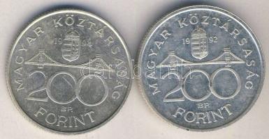 1992. 200Ft "MNB" Ag T:1/1- + 1994. 200Ft Ag "Deák" T:2