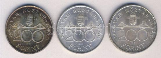 1993. 200Ft Ag "MNB" (3x) T:2