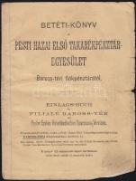 1914 Pesti Hazai Első Takarékpénztár Egyesület Baross-tér betétkönyv