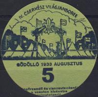 1933 Jamboree utazási kitűző, 5. altábor / Jamboree Abzeichen für Eisenbahnfahrt, Unterlager 5