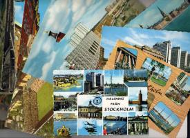 43 db Svéd klf. modern városképes képeslap