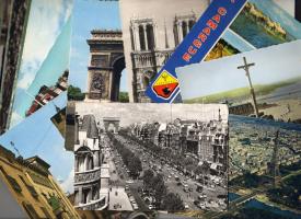 45 db Francia klf. modern városképes képeslap (Közte híres párizsi építmények, épületek)