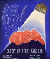 1940 Erdély hazatért városai plakát/ Irredenta Plakat 24x34 Zm