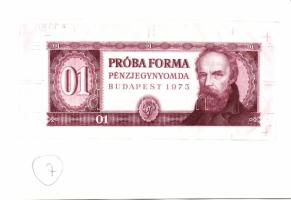 1973. Táncsics "PRÓBA FORMA" bankjegy terv ívszéllel! T:I R!