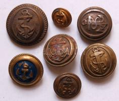 7db különféle tengerész egyenruha gomb