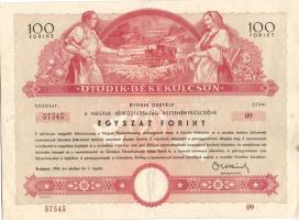 1954. "Ötödik Békekölcsön" a Magyar Népköztársaság Nyereménykölcsöne 100Ft-ról