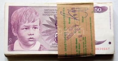 Jugoszlávia 1990. 50D (100x) kötegelve T:vegyes