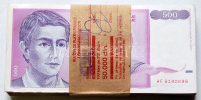 Jugoszlávia 1992. 500D (100x) kötegelve T:vegyes