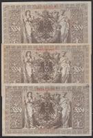 Német Birodalom 1910. 1000M (3x) hétjegyű sorszámmal T:III