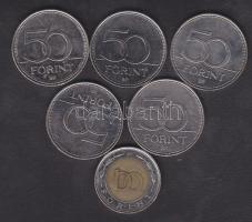 2002. 100Ft "Kossuth" + 2004-2007. 50Ft 5db klf emlékverete T:1,2