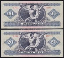1980. 20Ft (2x) egymásutáni sorszámmal T:II