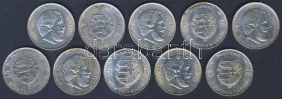 1947. 5Ft Ag "Kossuth" (10x) T:2+,2,3