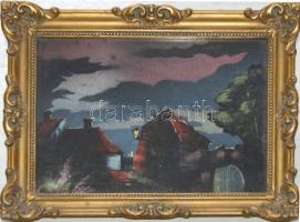 Kis régi díszes képkeret 29x23 cm képpel