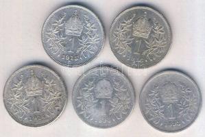 Ausztria 1893-1916. 1K (5x) klf évszámmal Ag T:vegyes