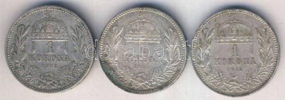 1912-1915. 1K (3x) klf évszámmal Ag T:vegyes