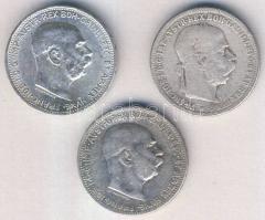 Ausztria 1893-1915. 1K (3x) klf évszámmal Ag T:vegyes