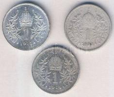 Ausztria 1893-1915. 1K (3x) klf évszámmal Ag T:vegyes