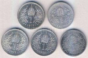 Ausztria 1893-1916. 1K (5x) klf évszámmal Ag T:vegyes
