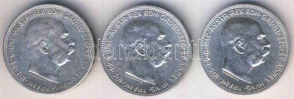 Ausztria 1915. 1K (3x) Ag T:vegyes