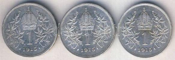 Ausztria 1915. 1K (3x) Ag T:vegyes