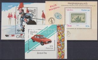 1987-1988 Olimpia, bélyegkiállítás, autók 3 klf blokk 1987-1988 Olympics, stamp exhibition, cars 3 b...