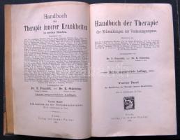 1903 Handbuch der Therapie innerer Krankheiten, német nyelvű orvosi témájú könyv, gerinc és a borító sérült