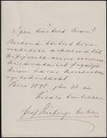 1898 gróf Széchenyi Miklós győri püspök köszönő levele