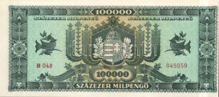 1946. 100000MP "Forradalmaink pénzei kiállítás Kecskemét, 1969. március 23-30" felülbélyeg...