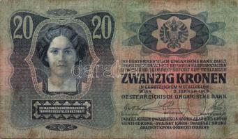 1913. 20K II.kiadás "Magyarország" piros körbélyegzővel T:III