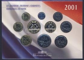 Franciaország 2001. 1c-20F 10db klf érték szett dísztokban T:BU